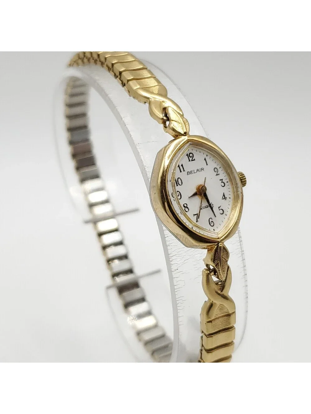Belair Quartz Ladies Watch 16mm For Parts Or Repair Gold Tone Stretch Band